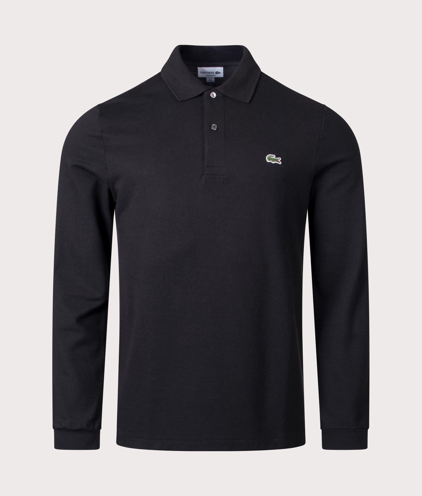 Long Sleeve Croc Logo Polo Shirt Black Lacoste EQVVS