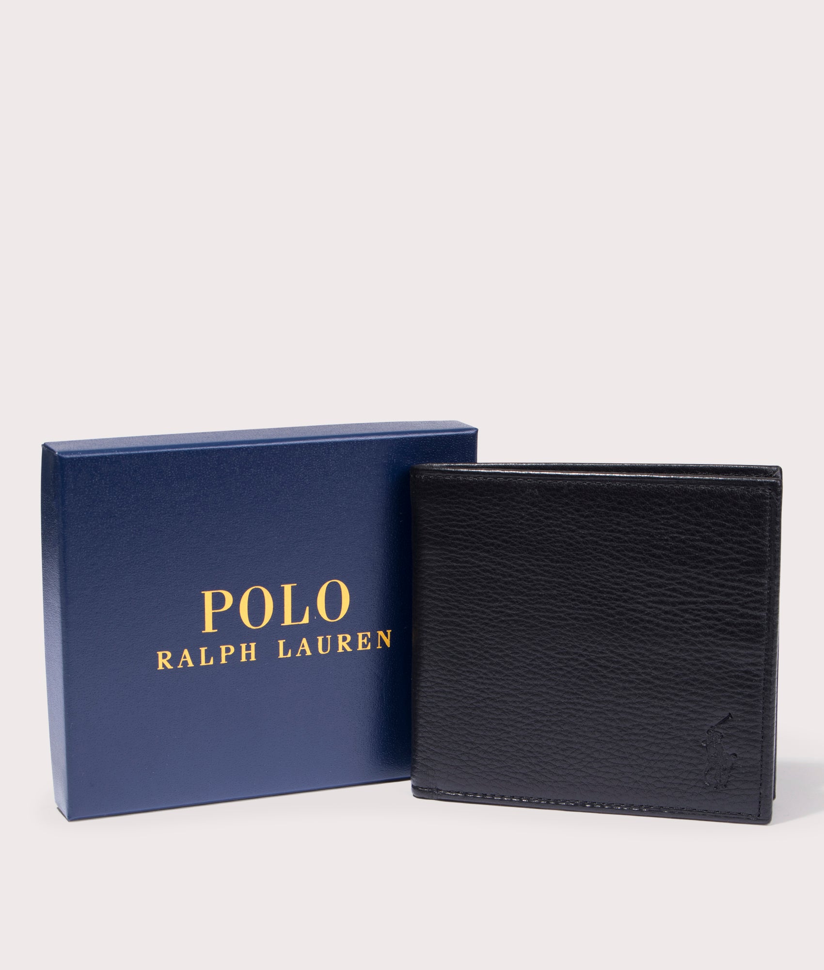 Polo Ralph Lauren Pebbled Leather Billfold Wallet in Black EQVVS