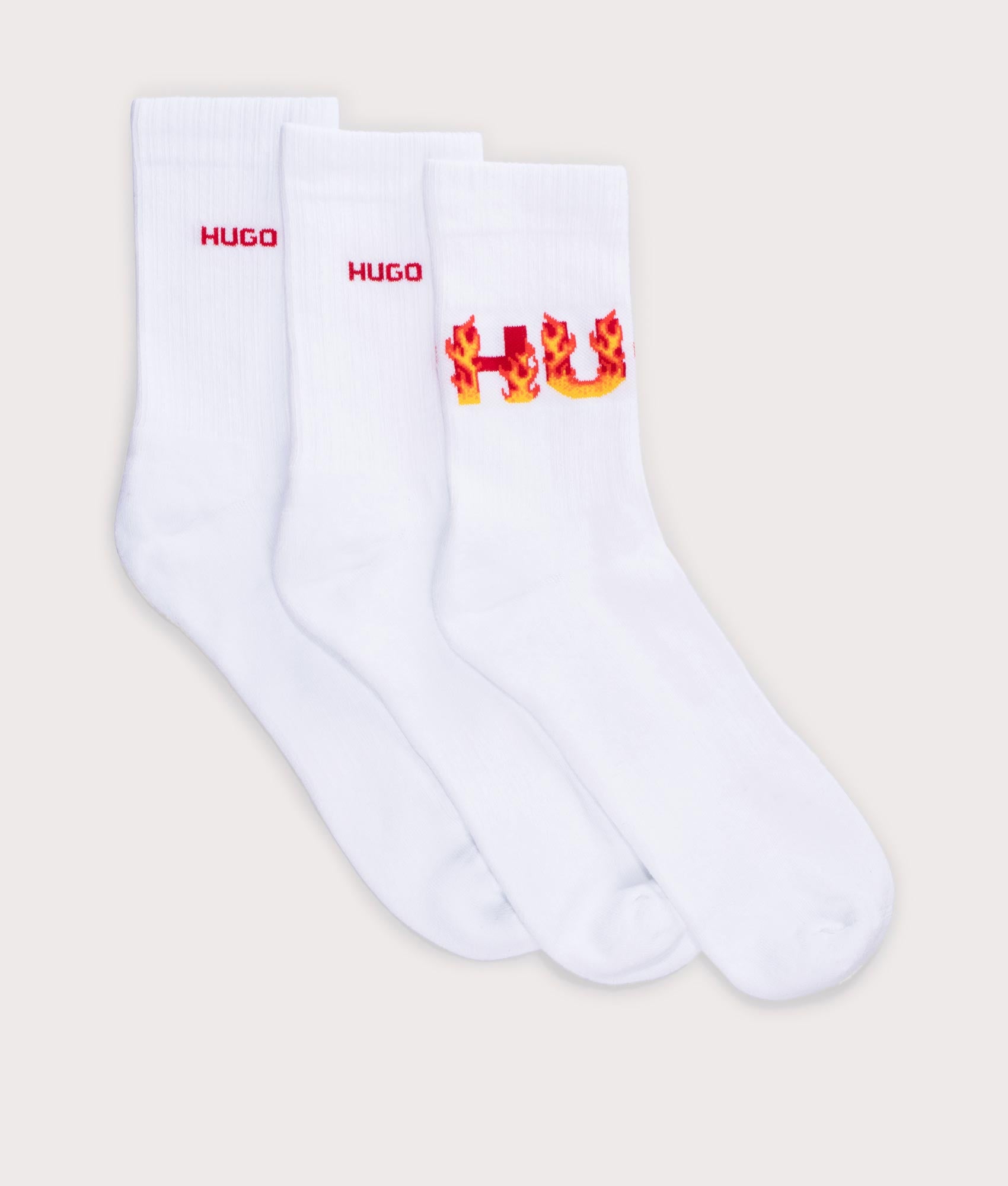 3Pack Rib Flame Socks White | EQVVS HUGO 
