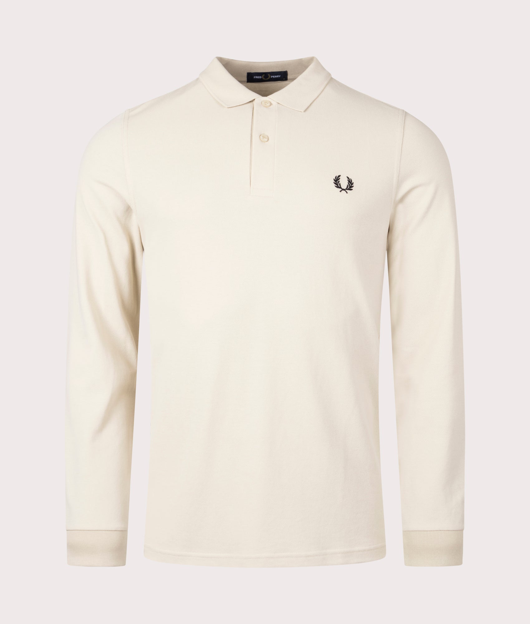 Long Sleeve Fred Perry Tennis Polo Shirt Oatmeal Black Fred Perry