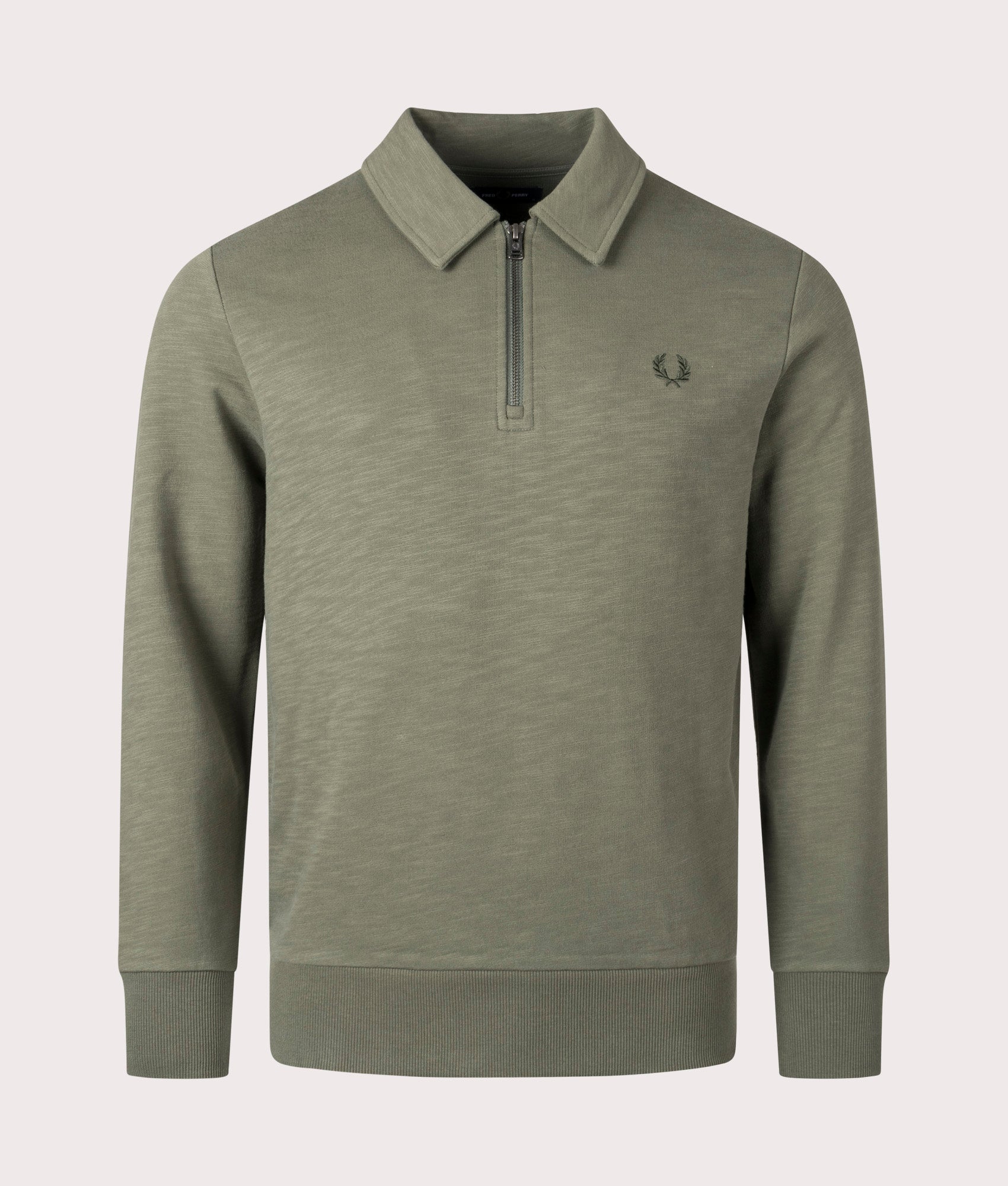 Quarter Zip Collar Sweatshirt Laurel Wreath Green Fred Perry EQVVS