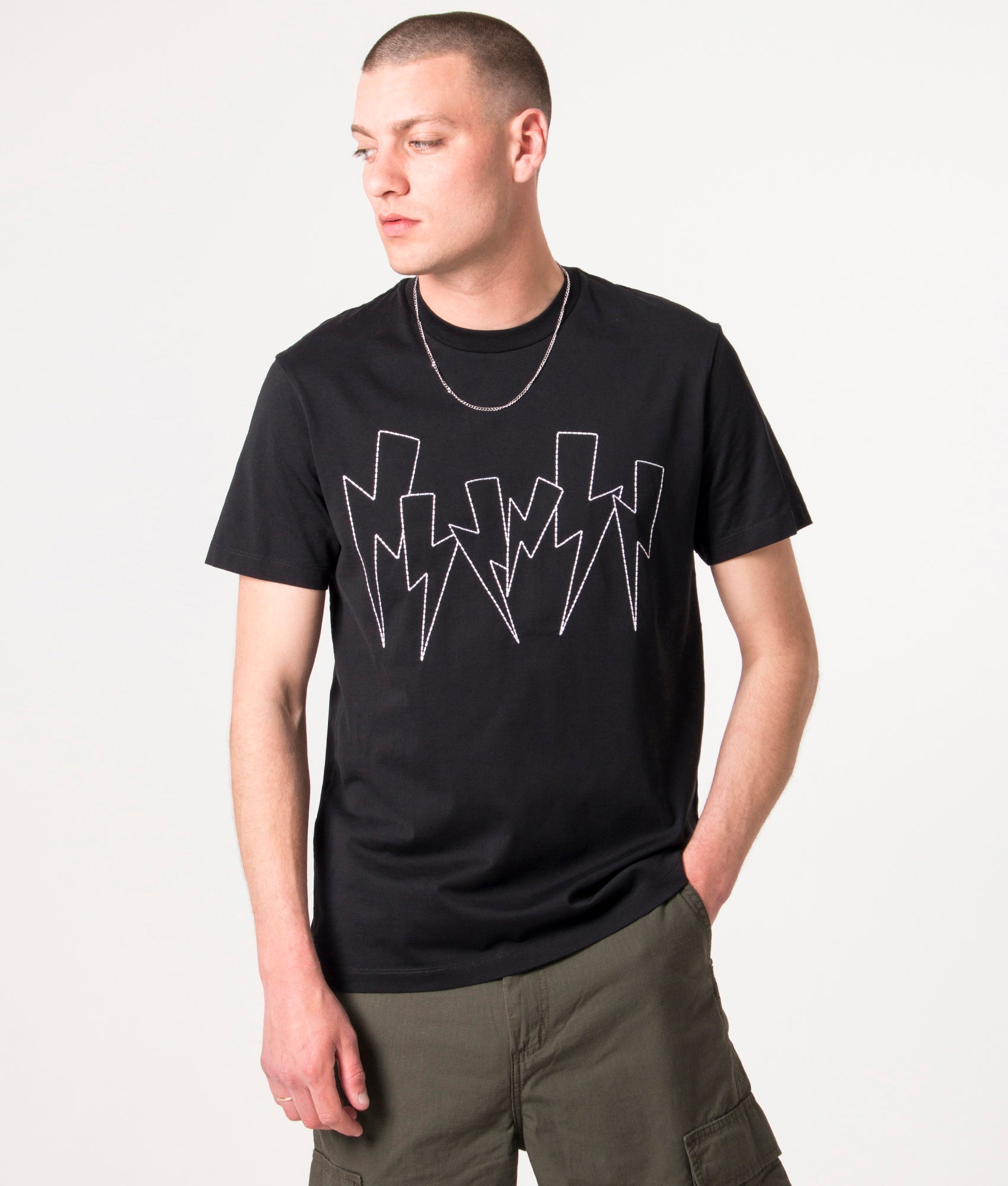 Slim Fit Jumbled Bolts T-Shirt Black/White | Neil Barrett | EQVVS