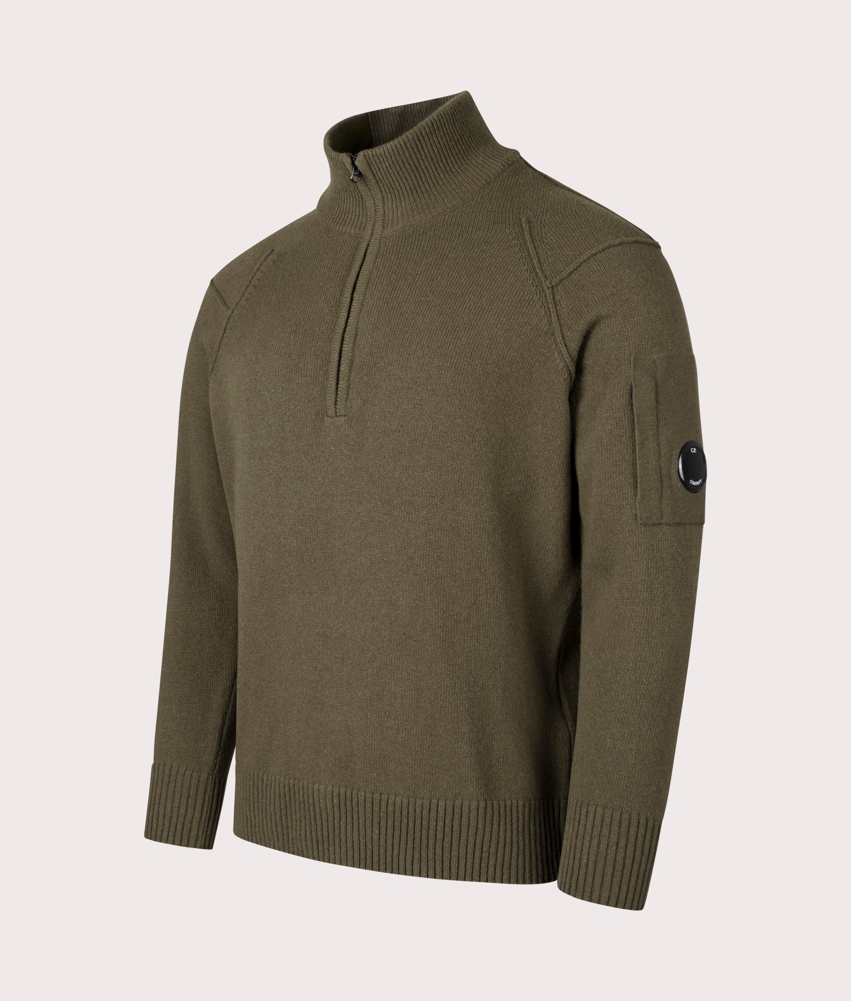 Lambswool Quarter Zip Knitted Jumper Ivy Green C.P. Company EQVVS