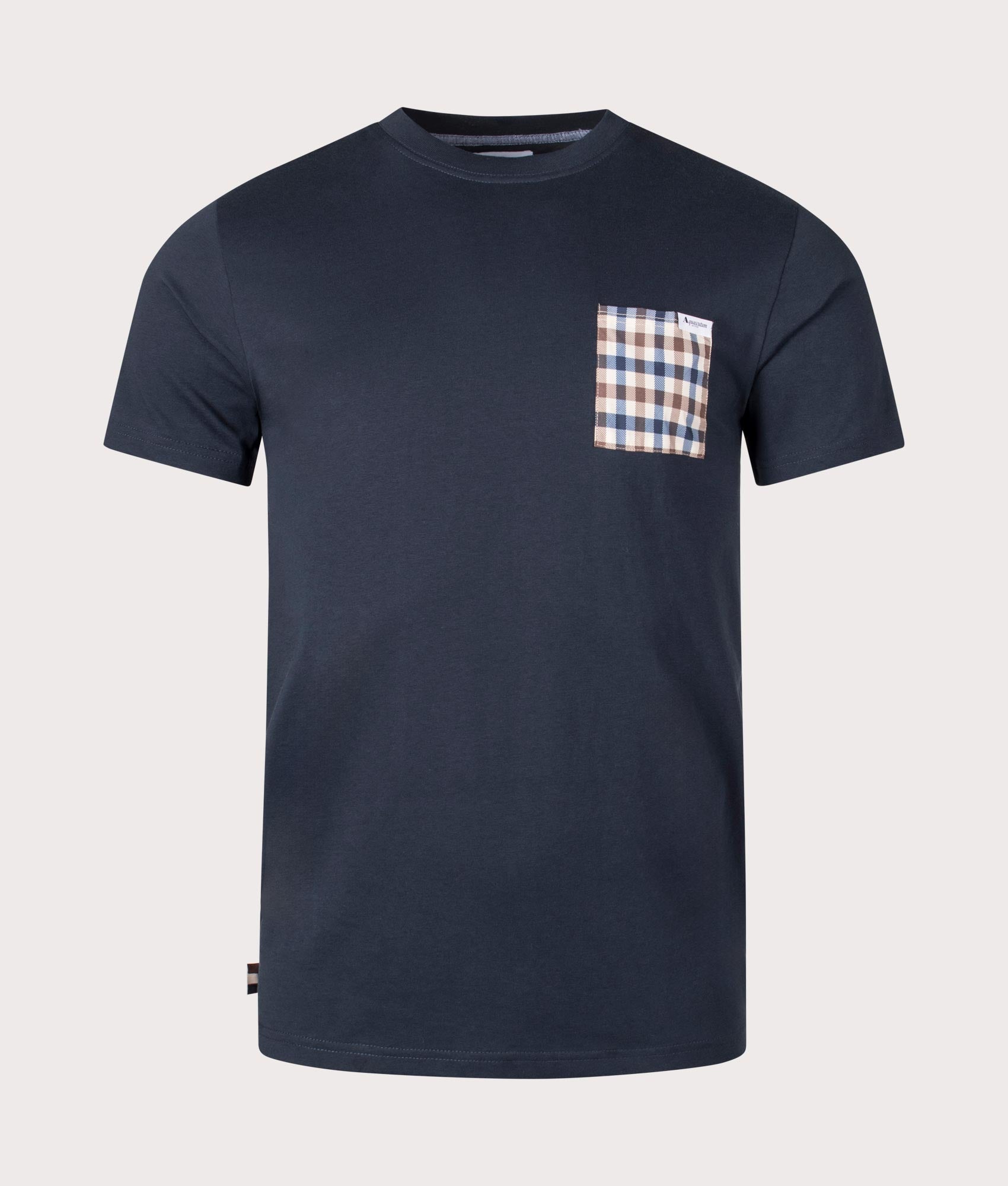 Active Club Check Pocket T Shirt Navy Aquascutum EQVVS