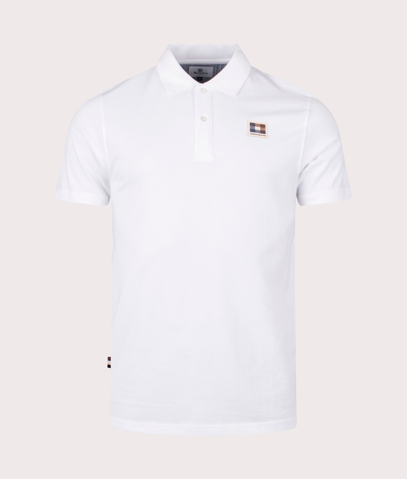 Active Check Patch Polo Shirt Optical White Aquascutum EQVVS