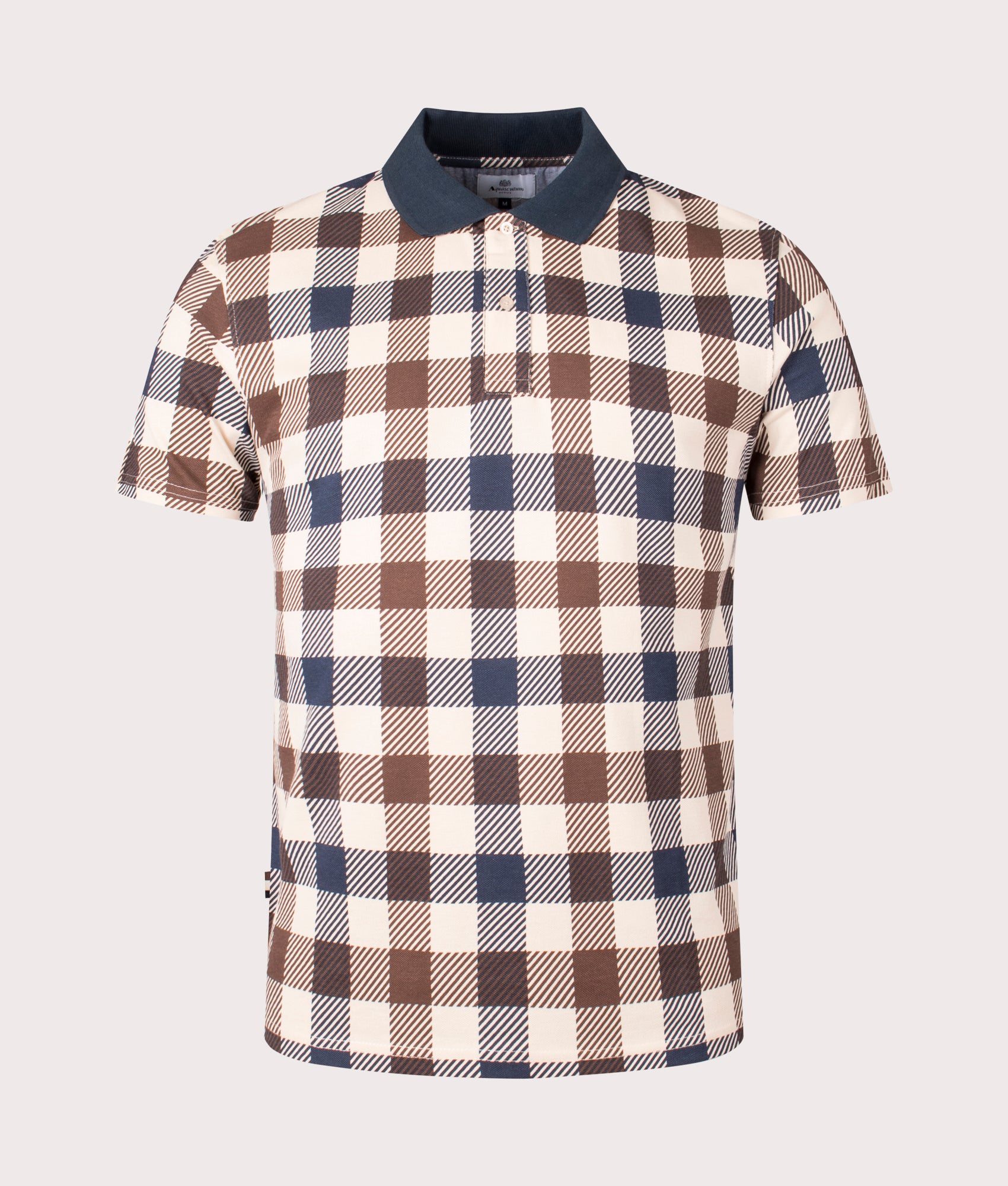 Active Macro Check Polo Shirt Navy Aquascutum EQVVS