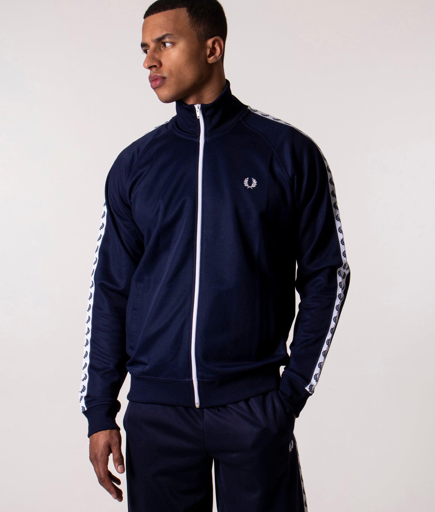 Taped Laurel Track Top Carbon Blue | Fred Perry | EQVVS