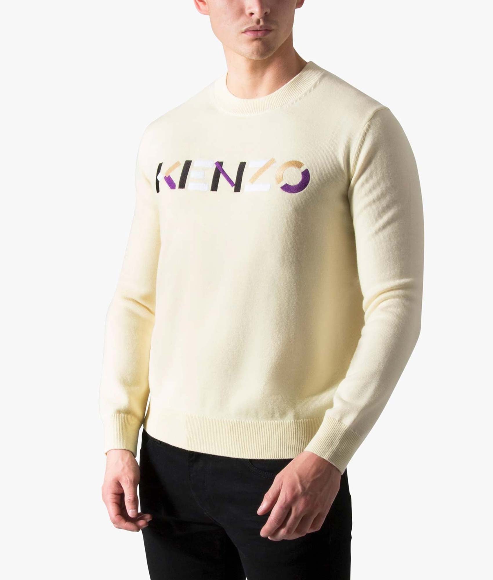 KENZO Multicolour Logo Jumper Cream | KENZO | EQVVS