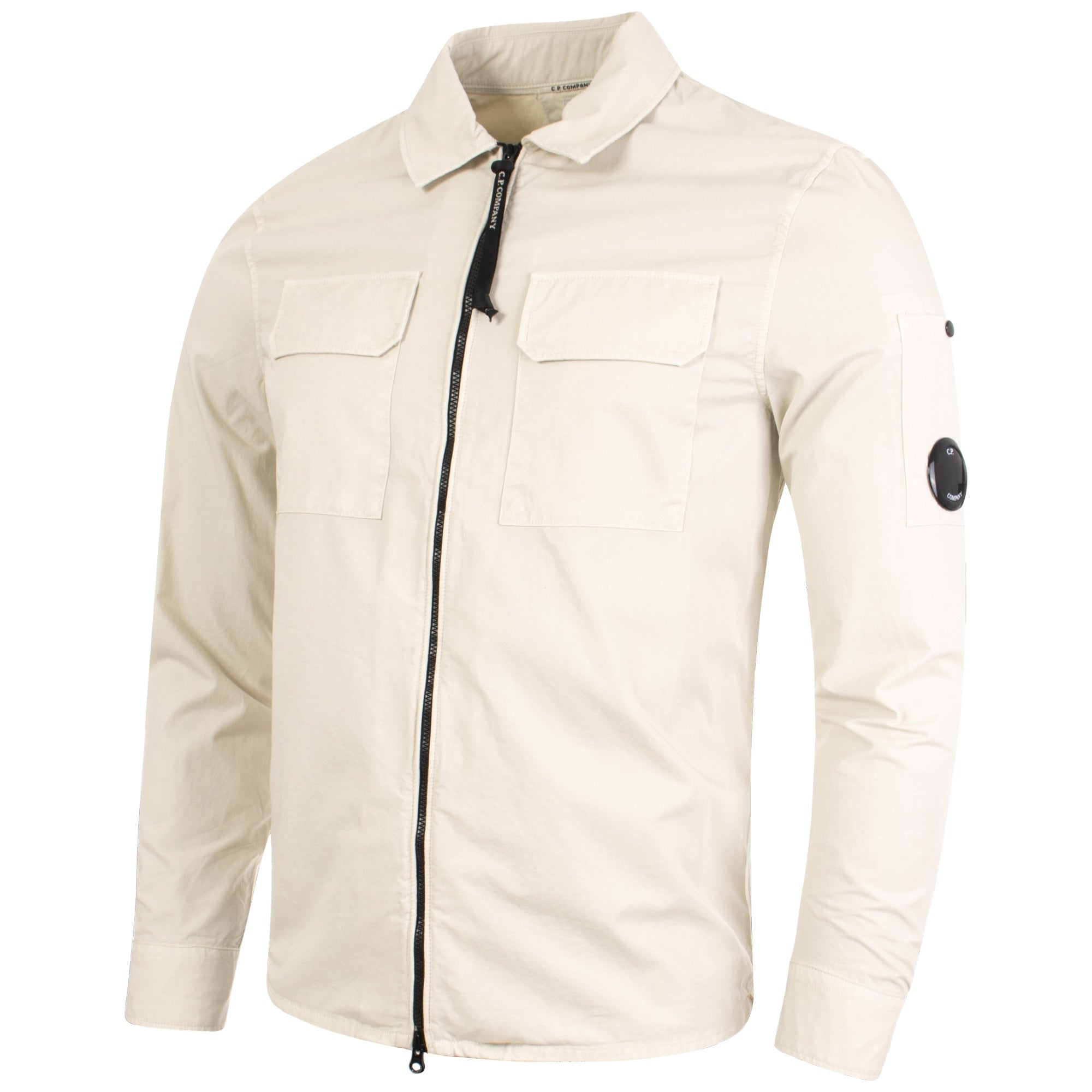 Gabardine Zipped Lens Overshirt Sandshell | C.P. Company | EQVVS