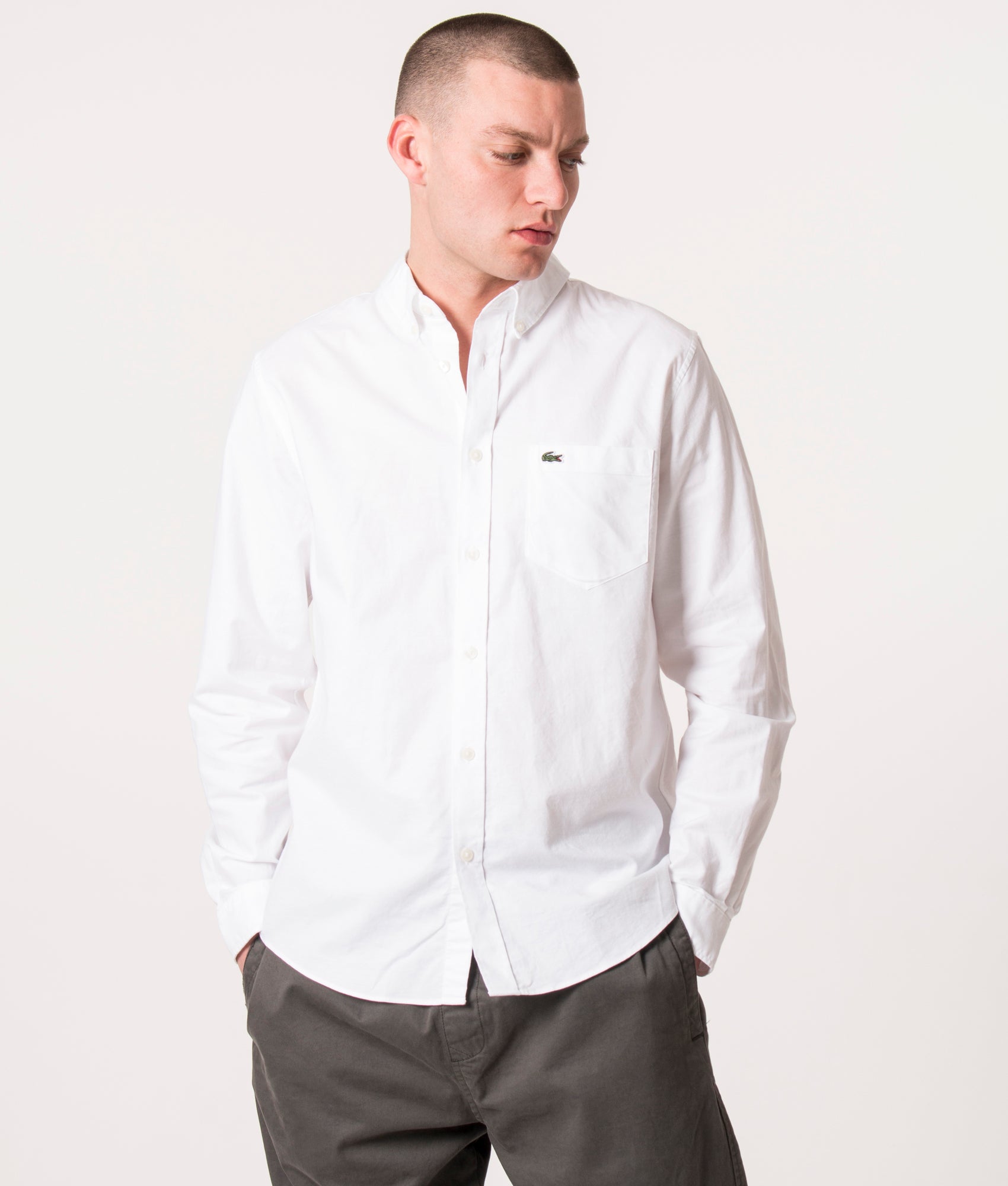 Lacoste white deals long sleeve shirt