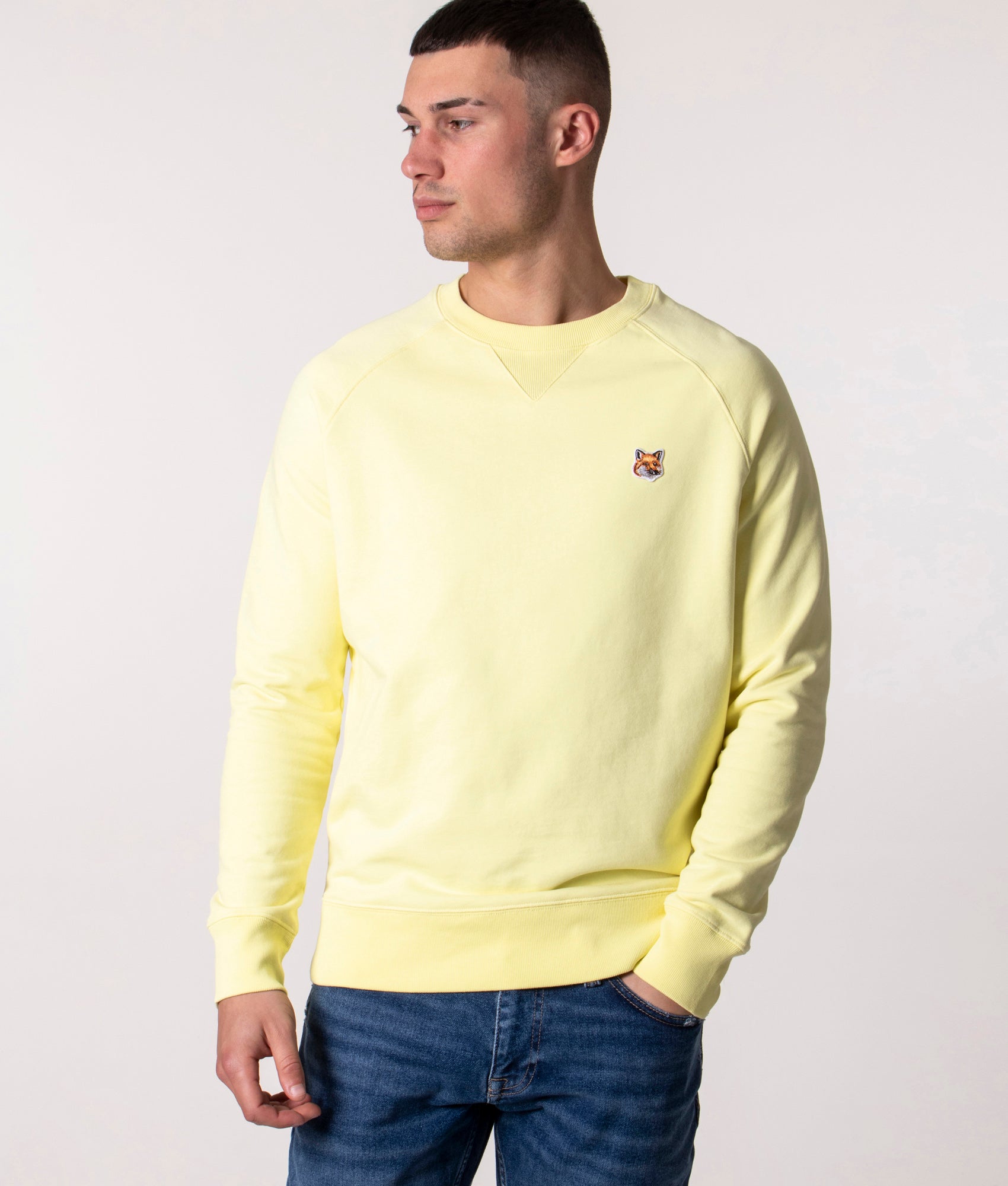 Slim Fox Head Patch Sweatshirt Light Yellow | Maison Kitsuné | EQVVS