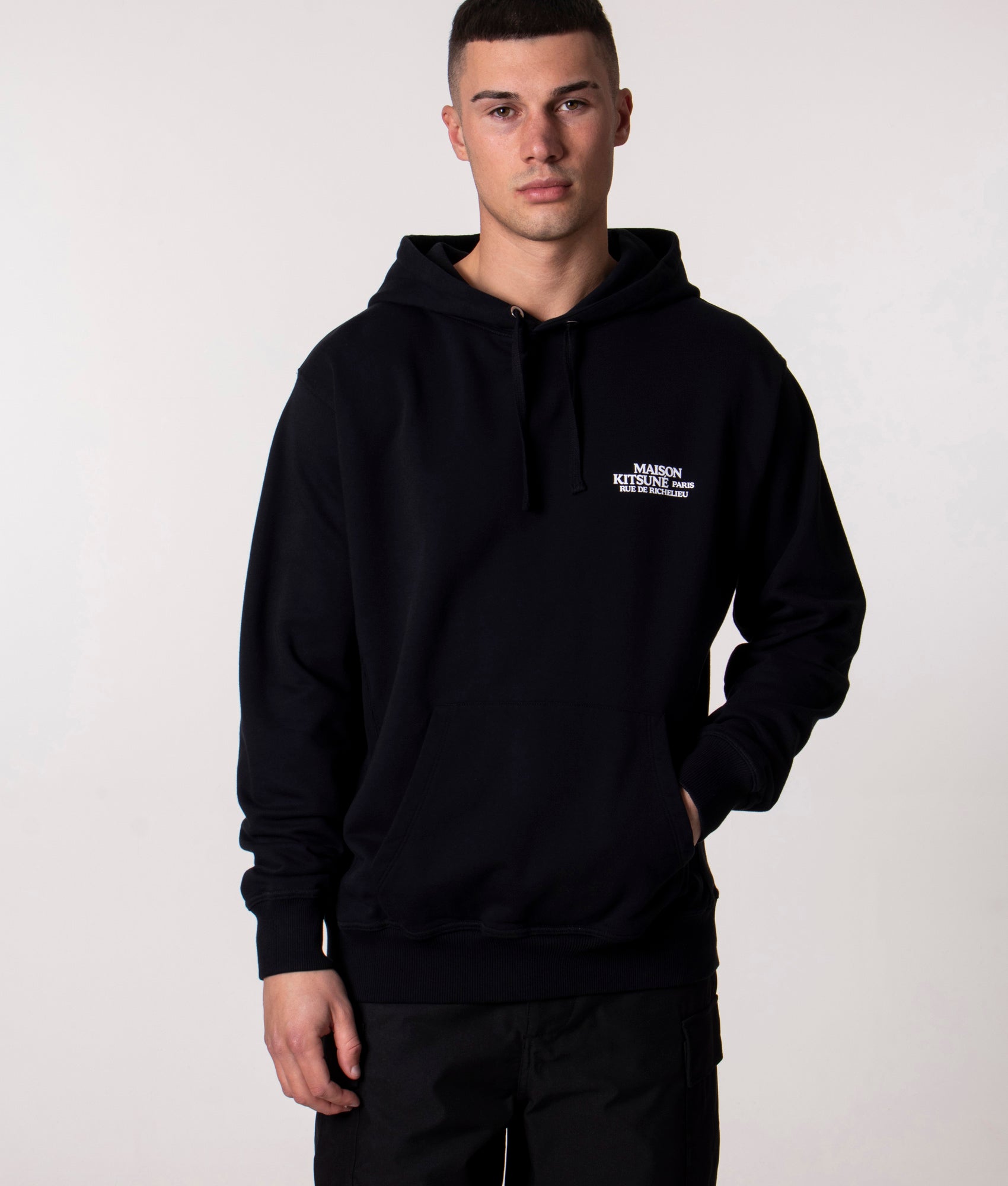 Rue De Richelieu Hoodie Black | Maison Kitsune | EQVVS