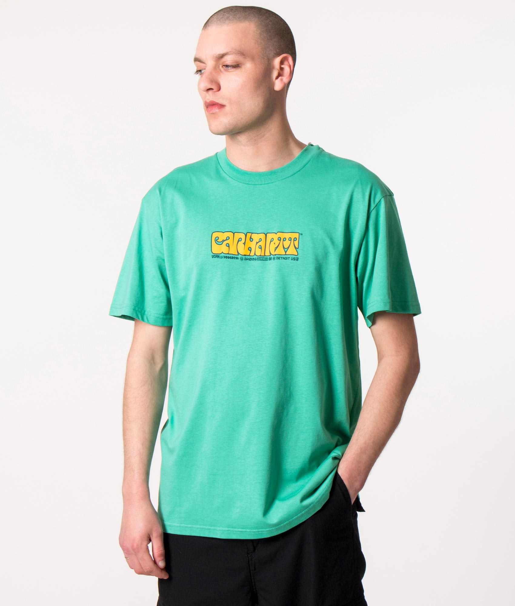 Relaxed Fit Heat Script T-Shirt Aqua Green | Carhartt WIP | EQVVS
