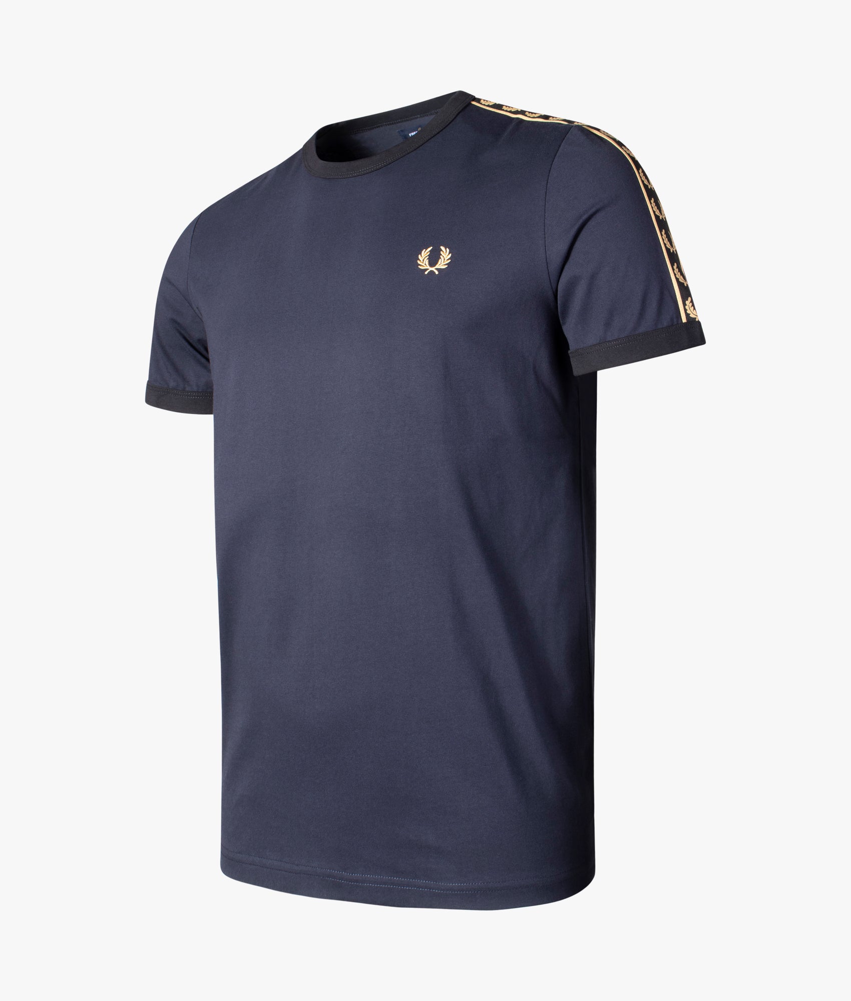 Gold Taped Ringer T-Shirt Navy | Fred Perry | EQVVS