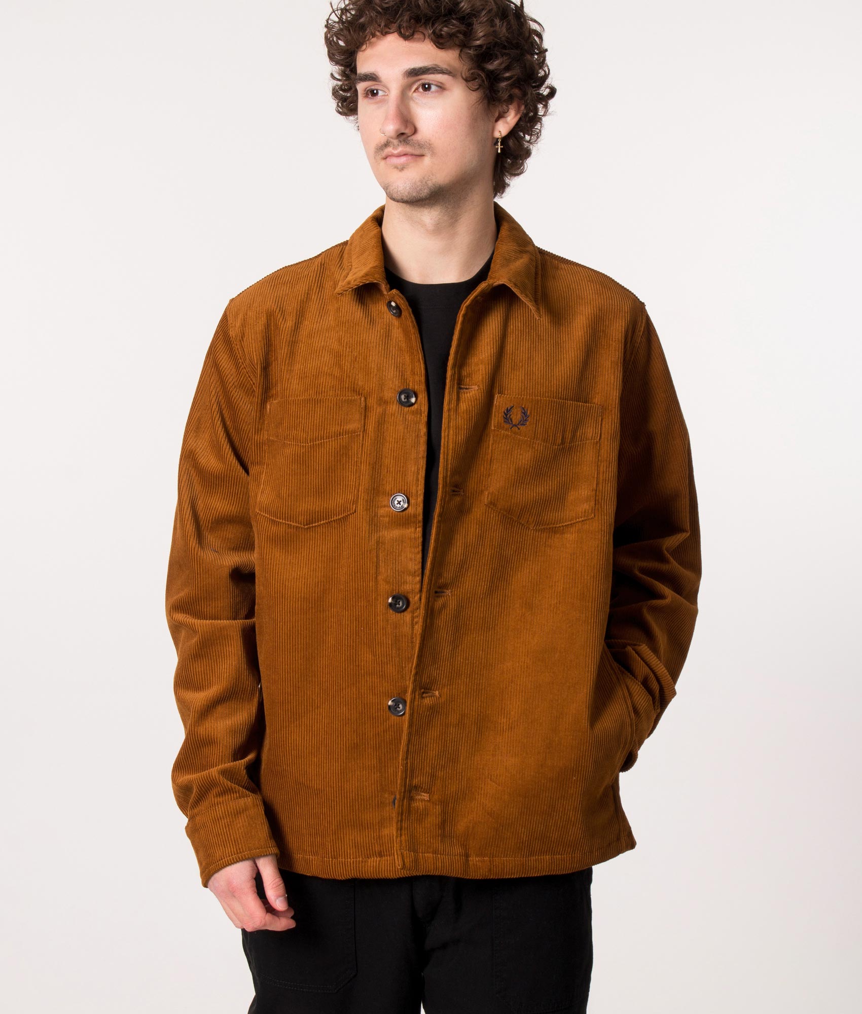 Fred Perry Wool Blend Overshirt, Charcoal Marl