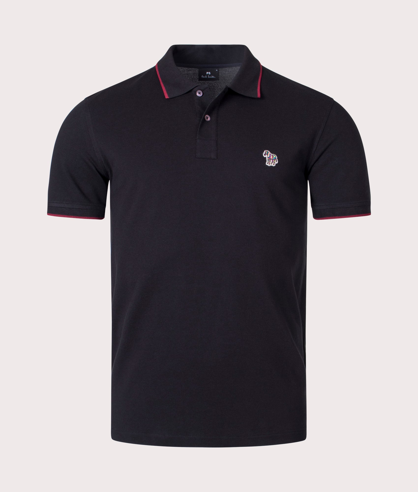 Contrast Tipped Zebra Badge Polo Shirt Black | PS Paul Smith | EQVVS