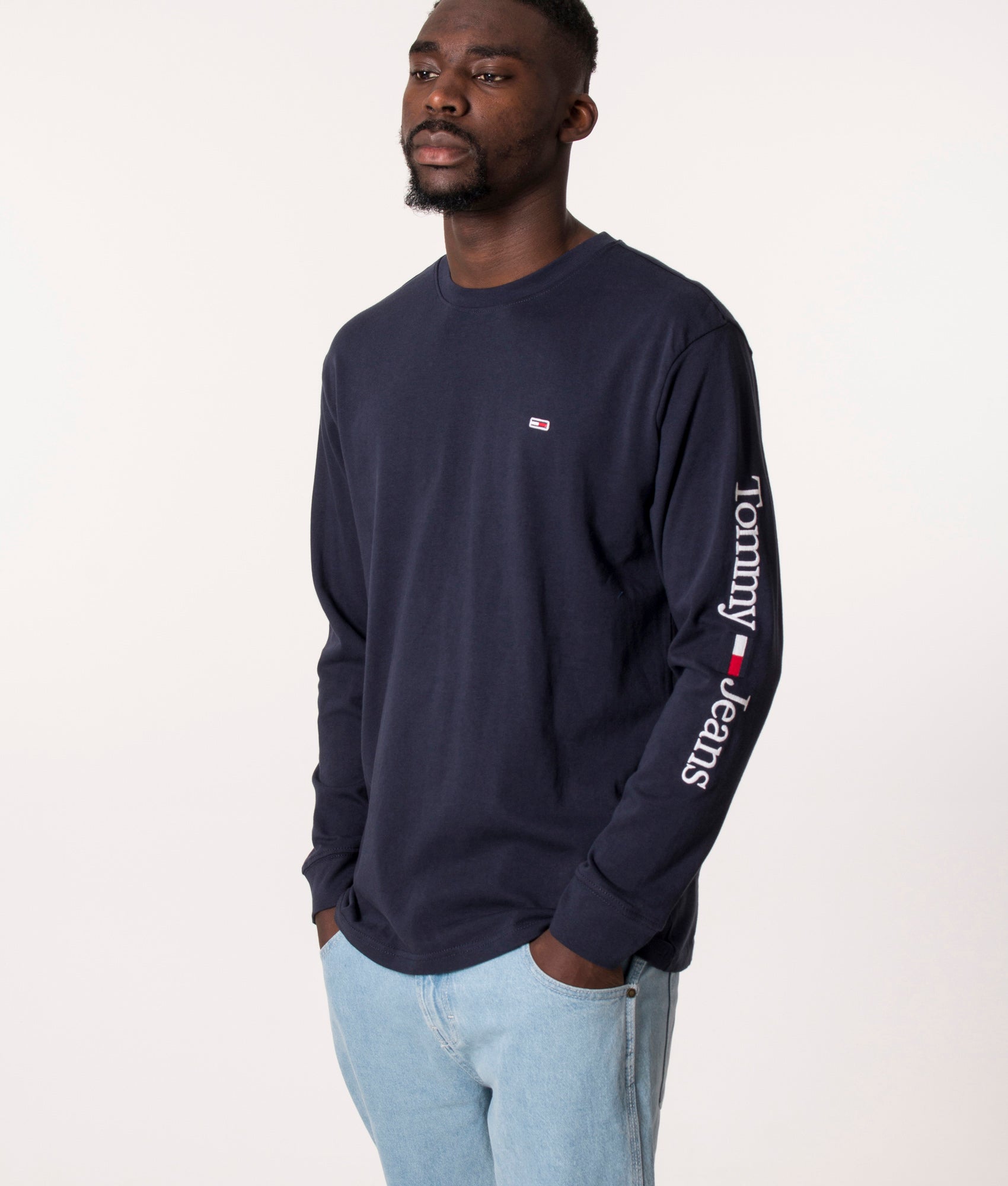 Long Sleeve Classic Serif Linear T-Shirt Navy, Tommy Jeans