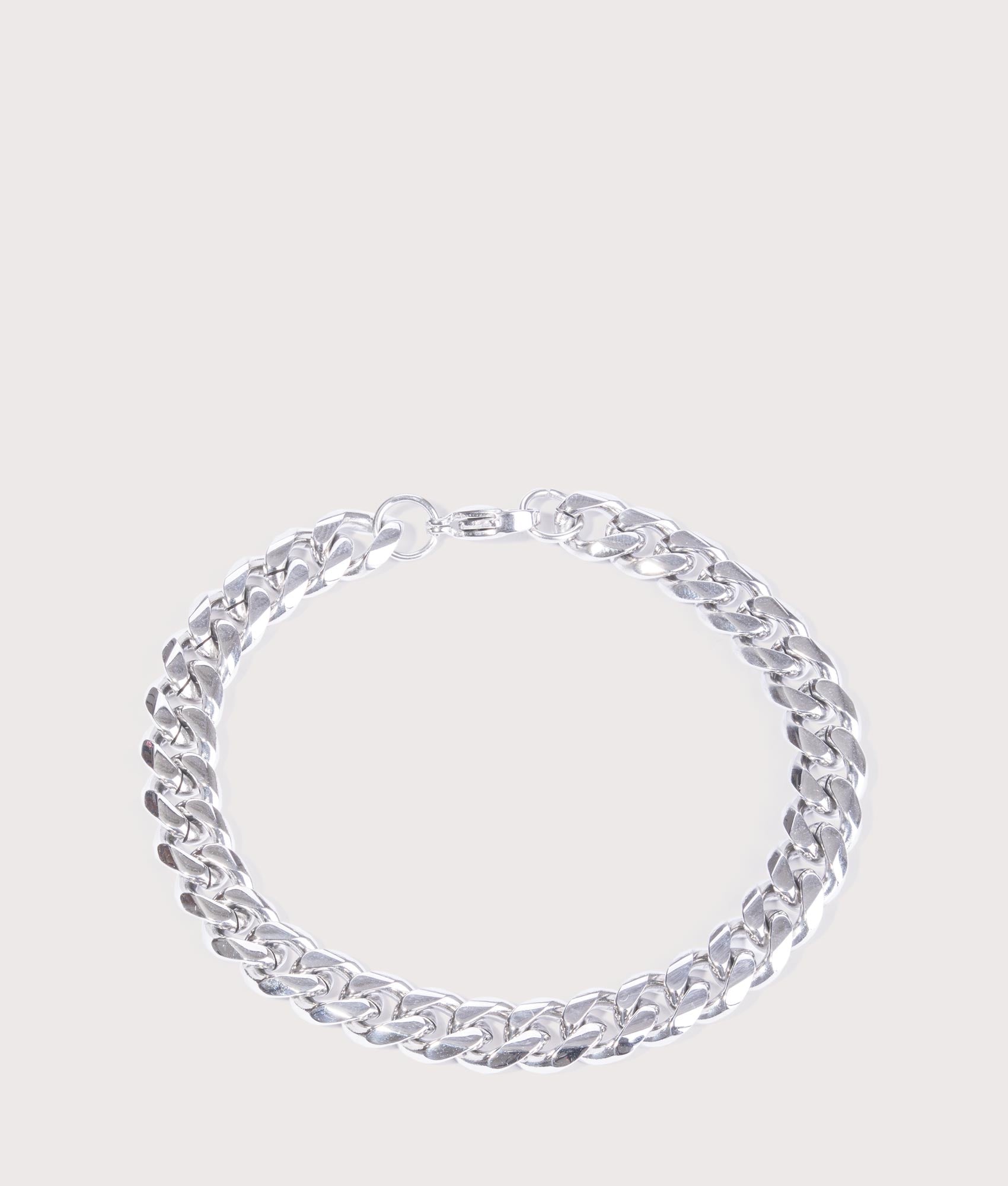 Silver Stainless Steel Cuban Bracelet 19.5cm | The Mysterious Jeweller