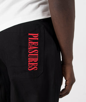 Wander Wide Leg Cargo Pants in Black by Pleasures. EQVVS Model Shot.