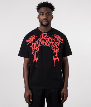 Dragon Heavyweight T-Shirt in Black by Pleasures. EQVVS Model Shot. 