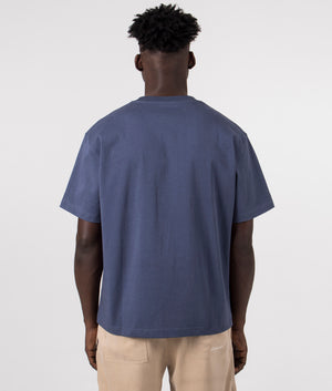 Stretch Heavyweight T-Shirt in Navy by Pleasures. EQVVS Model Shot.