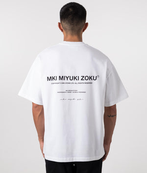 MKI Miyuki Zoku Design T-Shirt in White. Shot at EQVVS. Back shot. 