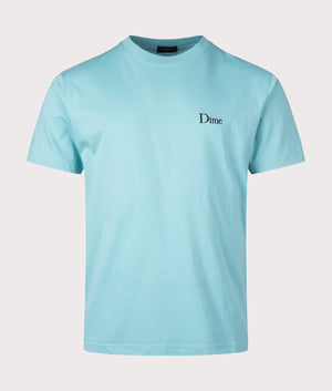 Classic Small Logo T-Shirt in Ocean Blue by Dime MTL. EQVVS Front Angle Shot.