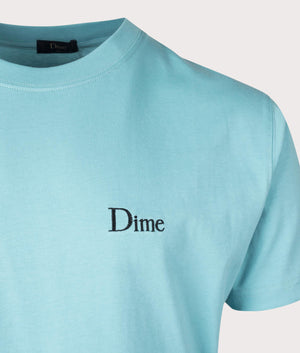 Classic Small Logo T-Shirt in Ocean Blue by Dime MTL. EQVVS Detail Shot.