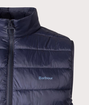 Barbour Bretby Puffer Gilet in Navy for men at EQVVS Close Up Shot