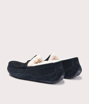 Ascot Slippers in Black by UGG. EQVVS Menswear back pair shot.