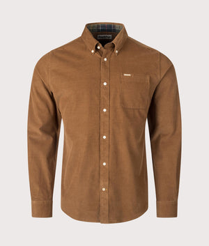 Barbour Ramsey Tailored Shirt in Sandstone Brown. Front Shot at EQVVS