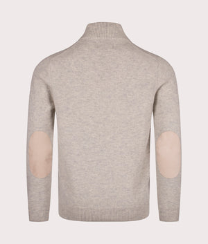 Barbour Lifestyle Essential Patch Half Zip Knitted Jumper in Pearl, 100% Wool. At EQVVS. Back shot