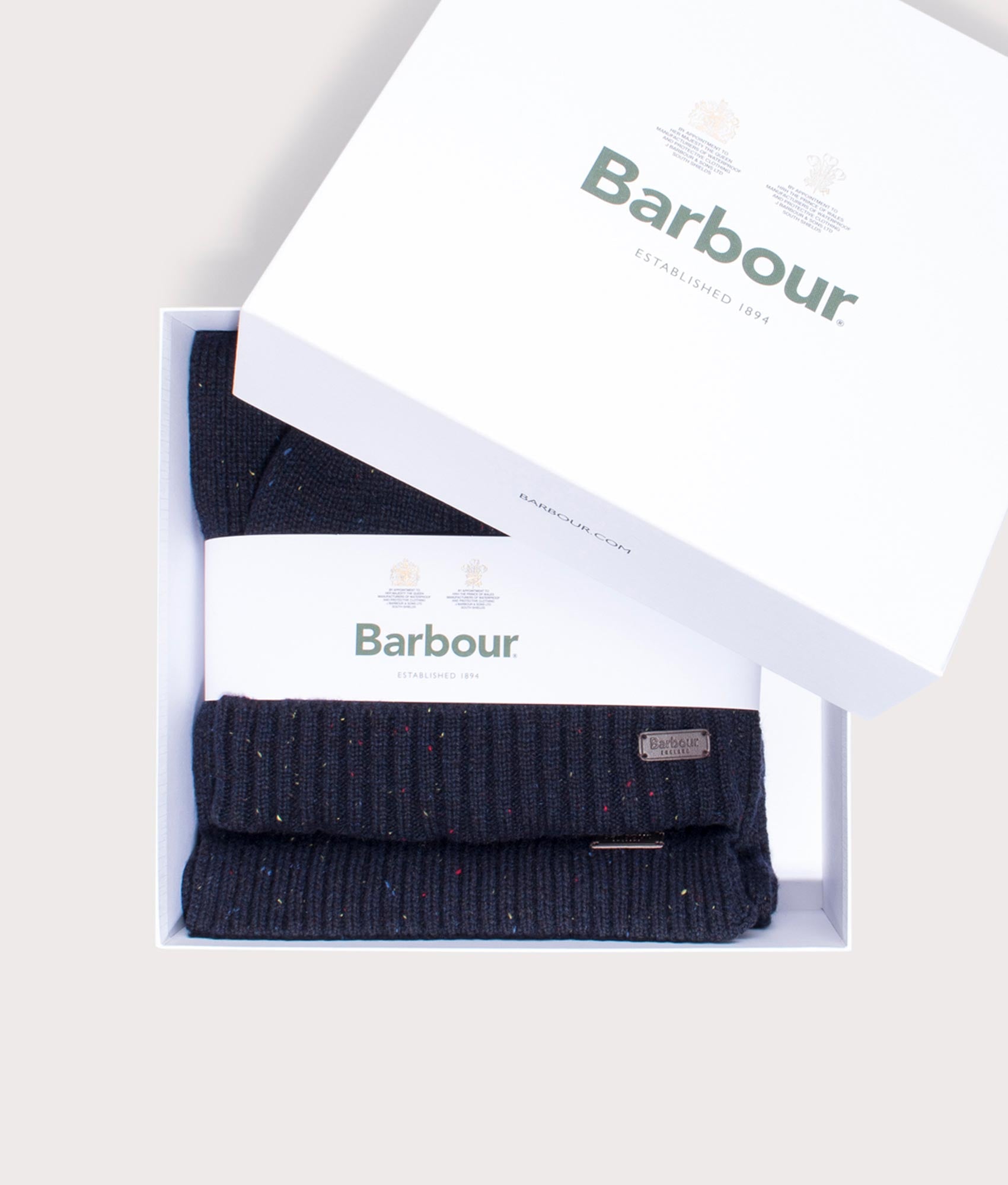 Carlton Fleck Beanie & Scarf Set Navy | Barbour Lifestyle | EQVVS