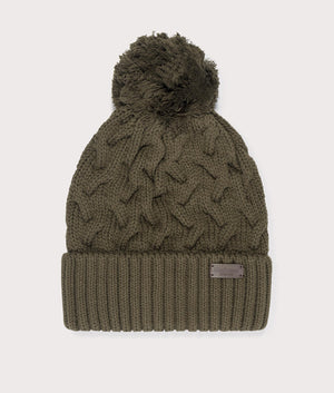 Gainford Cable Beanie in Olive. EQVVS Front Shot.