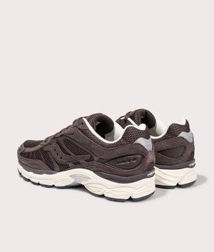 Progrid Omni 9 Sneakers in Coffee and Cream by Saucony at EQVVS. Back Pair Shot.