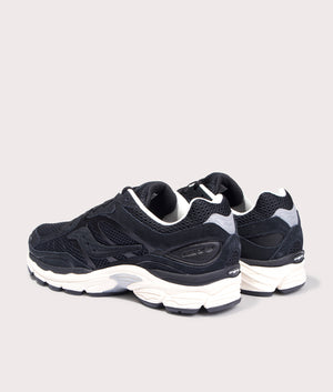 Progrid Omni 9 Sneakers in Black and Cream by Saucony at EQVVS. Back Pair Shot. 