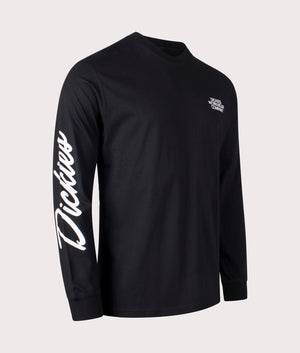 Dickies Industrial Long Sleeve T-Shirt in Black, Back Print and Relaxed Fit. EQVVS Angle Shot