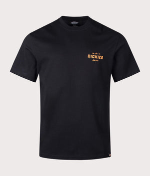 Dickies Emblem T-Shirt in Black with Back Print, 100% Cotton. EQVVS Front Shot