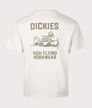 Dickies High Flying Workwear T-Shirt in Cloud White with Back Print, 100% Cotton. EQVVS Back Shot