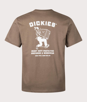 Dickies Builder T-Shirt in Mushroom. Shot at EQVVS. Reverse image. 