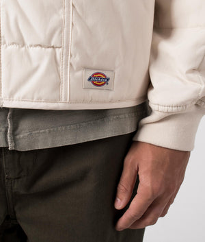 Gardiner Liner Jacket in Whitecap Gray by Dickies. EQVVS Front Detail Model Shot. 