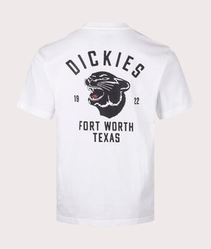 Dickies Panther T-shirt in White, 100% Cotton at EQVVS. Back Shot. 