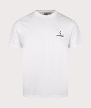 Gramicci One Point Logo Tee in White at EQVVS menswear. Front shot. 