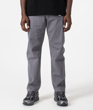 Gramicci Relaxed Fit Gramicci Pigment Dye Pants in Pigment Fog, 100% Organic Cotton. At EQVVS Menswear. Front detail shot