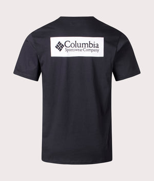 Columbia North Cascades T-Shirt in Black. Shot at EQVVS.  Back shot. 