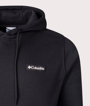 Columbia Meridian Creek Hoodie in Black. Shot at EQVVS. Detail shot. 