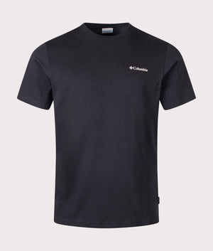 Explorers Canyon Back T-Shirt in Black by Columbia. EQVVS Shot. 