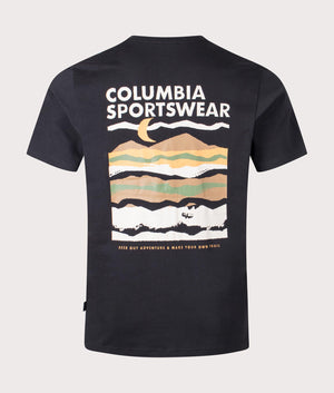 Explorers Canyon Back T-Shirt in Black by Columbia. EQVVS Shot. 