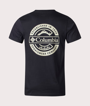 Columbia Rapid Ridge Back Graphic T-Shirt in Black. Shot at EQVVS.  Back shot. 