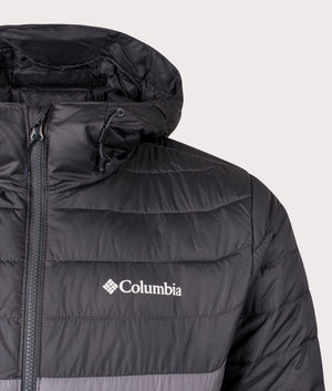 Columbia, Powder Lite II Hooded Jacket, city grey/ shark, EQVVS Menswear, detailed photo shot